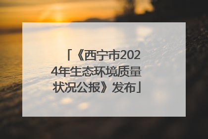 《西宁市2024年生态环境质量状况公报》发布