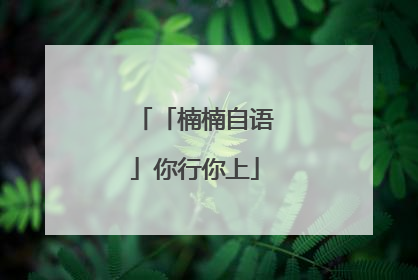 「楠楠自语」你行你上