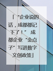 “企业说的话，成都都记下了！” 成都企业“金点子”写进数字文创政策