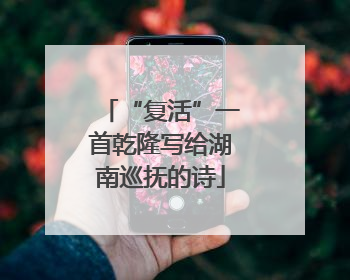 “复活”一首乾隆写给湖南巡抚的诗