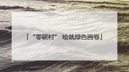 “零碳村” 绘就绿色画卷