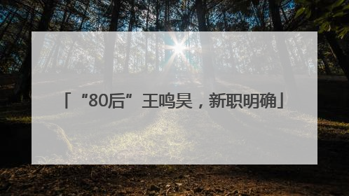 “80后”王鸣昊，新职明确