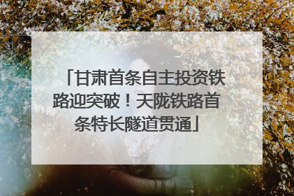 甘肃首条自主投资铁路迎突破！天陇铁路首条特长隧道贯通