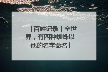 百姓记录｜全世界，有四种蜘蛛以他的名字命名