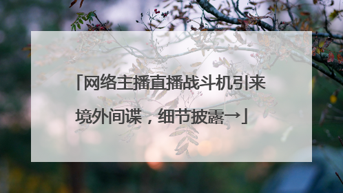 网络主播直播战斗机引来境外间谍，细节披露→