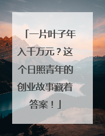 一片叶子年入千万元？这个日照青年的创业故事藏着答案！