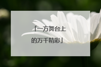 一方舞台上的万千精彩