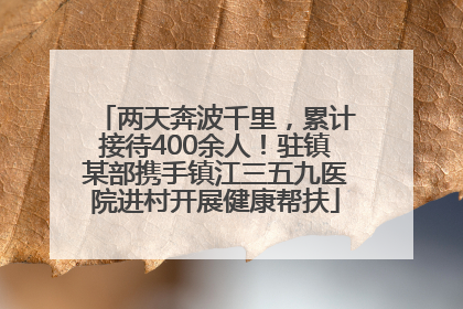 两天奔波千里，累计接待400余人！驻镇某部携手镇江三五九医院进村开展健康帮扶