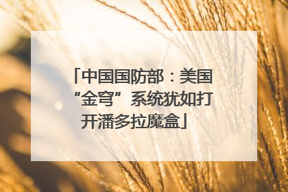 中国国防部：美国“金穹”系统犹如打开潘多拉魔盒