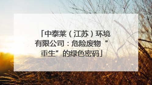 中泰莱（江苏）环境有限公司：危险废物“重生”的绿色密码