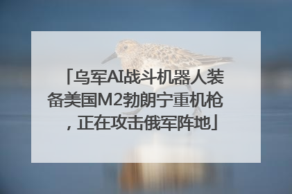 乌军AI战斗机器人装备美国M2勃朗宁重机枪，正在攻击俄军阵地