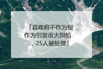 县政府不作为慢作为引发重大舆情，25人被处理