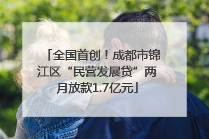 全国首创！成都市锦江区“民营发展贷”两月放款1.7亿元