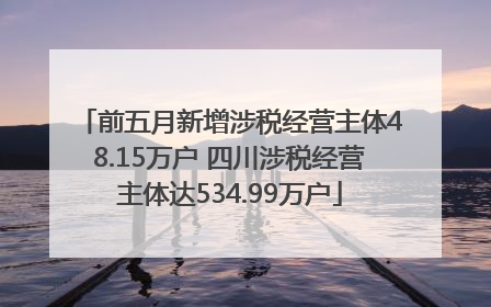 前五月新增涉税经营主体48.15万户 四川涉税经营主体达534.99万户