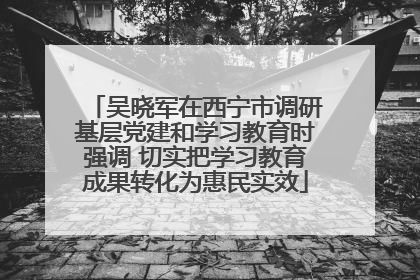 吴晓军在西宁市调研基层党建和学习教育时强调 切实把学习教育成果转化为惠民实效