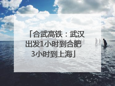 合武高铁：武汉出发1小时到合肥3小时到上海