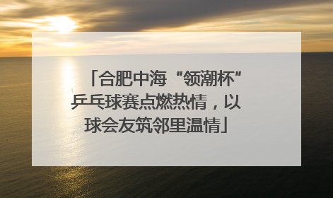 合肥中海“领潮杯”乒乓球赛点燃热情，以球会友筑邻里温情