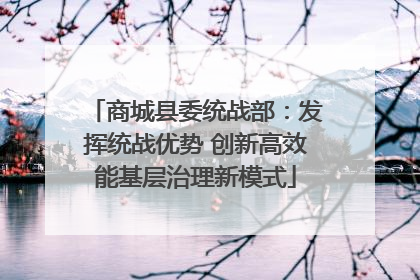 商城县委统战部：发挥统战优势 创新高效能基层治理新模式