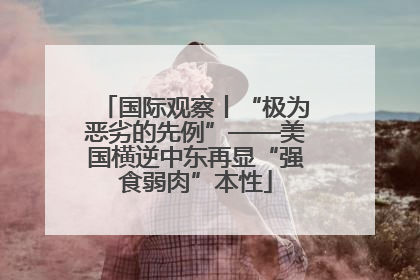 国际观察丨“极为恶劣的先例”——美国横逆中东再显“强食弱肉”本性