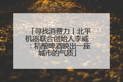 寻找消费力丨北平机器联合创始人李威：精酿啤酒映出一座城市的气质