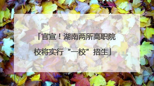 官宣！湖南两所高职院校将实行“一校”招生