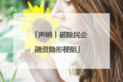 声纳丨破除民企融资隐形梗阻