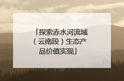 探索赤水河流域（云南段）生态产品价值实现
