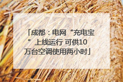 成都：电网“充电宝”上线运行 可供10万台空调使用两小时