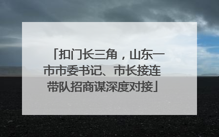 扣门长三角，山东一市市委书记、市长接连带队招商谋深度对接