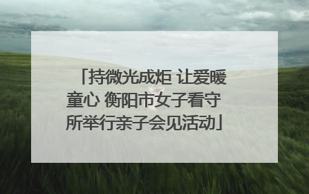 持微光成炬 让爱暖童心 衡阳市女子看守所举行亲子会见活动