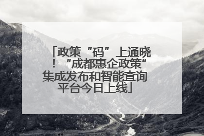 政策“码”上通晓！“成都惠企政策”集成发布和智能查询平台今日上线