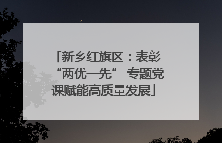 新乡红旗区：表彰 “两优一先” 专题党课赋能高质量发展