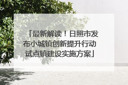 最新解读！日照市发布小城镇创新提升行动试点镇建设实施方案