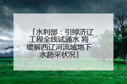 水利部：引绰济辽工程全线试通水 将缓解西辽河流域地下水超采状况