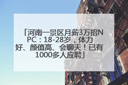 河南一景区月薪3万招NPC：18-28岁，体力好、颜值高、会聊天！已有1000多人应聘