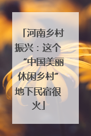 河南乡村振兴：这个“中国美丽休闲乡村”地下民宿很火