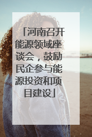 河南召开能源领域座谈会，鼓励民企参与能源投资和项目建设