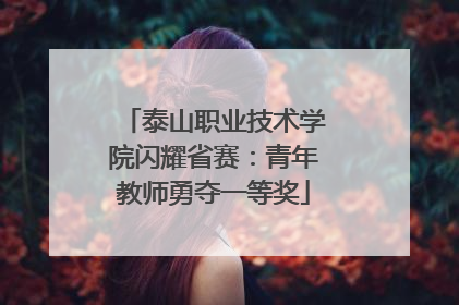 泰山职业技术学院闪耀省赛：青年教师勇夺一等奖
