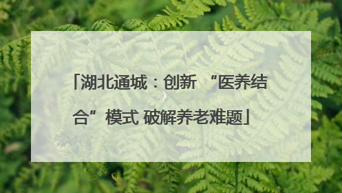 湖北通城：创新 “医养结合”模式 破解养老难题