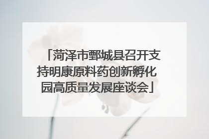 菏泽市鄄城县召开支持明康原料药创新孵化园高质量发展座谈会
