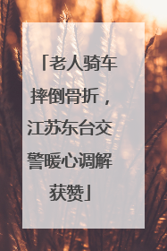 老人骑车摔倒骨折，江苏东台交警暖心调解获赞