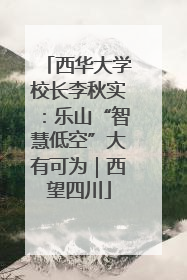 西华大学校长李秋实：乐山“智慧低空”大有可为｜西望四川