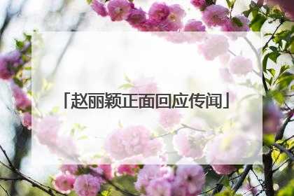 赵丽颖正面回应传闻