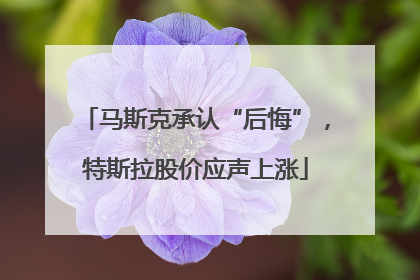 马斯克承认“后悔”，特斯拉股价应声上涨
