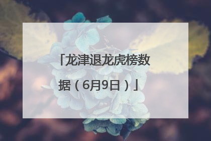 龙津退龙虎榜数据（6月9日）