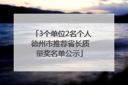 3个单位2名个人 德州市推荐省长质量奖名单公示