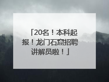 20名！本科起报！龙门石窟招聘讲解员啦！